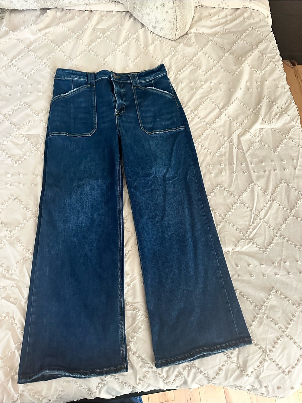 High-Rise Wide-Leg Dark Blue Women's Jeans